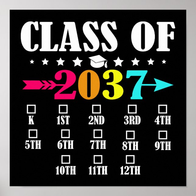 Avgångsklass 2037 Förskoleklass 12:e klass examen Poster (Framsidan)