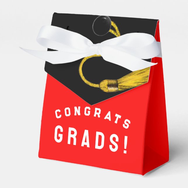 Avgångspresent Gratulations Röd Favoritlåda Presentaskar (Framsidan Sidan)