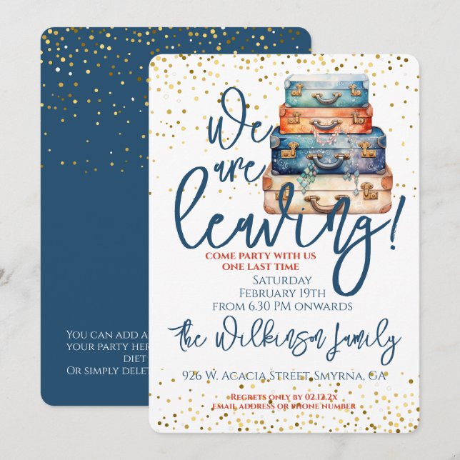 Avgår Flytta Party i familjen Inbjudningar (Fram/baksida)