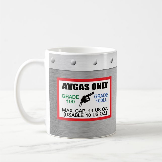 AVGAS/100LL bränsle endast 11 oz Kaffemugg (Vänster)