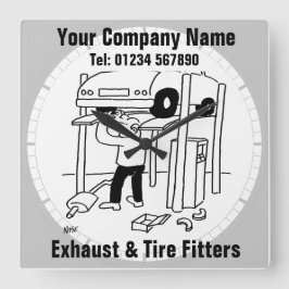 Avgas och Däck Fyrkantig Klocka