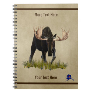 Avgifter för Bull Moose på gammal Papper Anteckningsbok Med Spiral