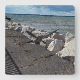 Avgränsning av Sjö Erie Färg Fyrkantig Klocka