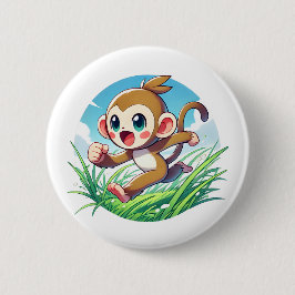 Aviär apa som passerar genom fält knapp