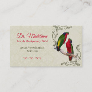 Aviär veterinärmyndighet Vintage Parrot Visitkort