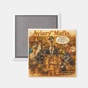 Aviary Mafia Cartoon – Fjäderförsed maffiafamilj h Magnet