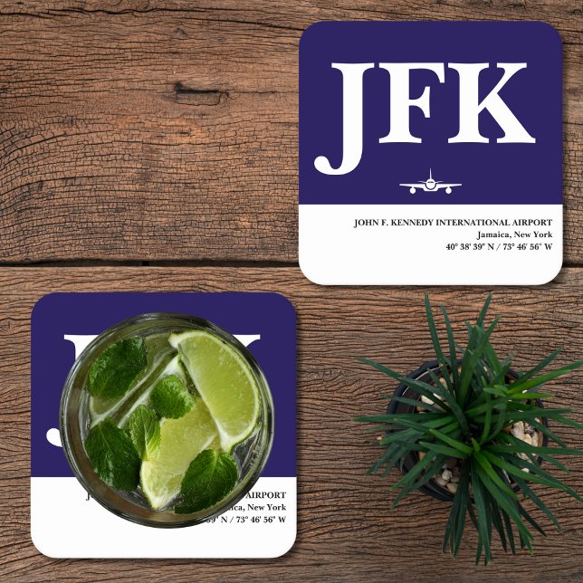 Aviation Airport Code Airplane Blue White Pilot Underlägg Papper Kvadrat (Skapare uppladdad)