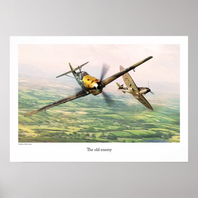 Aviation Artポスター"Messerschmitt Bf 109" Poster (Framsidan)