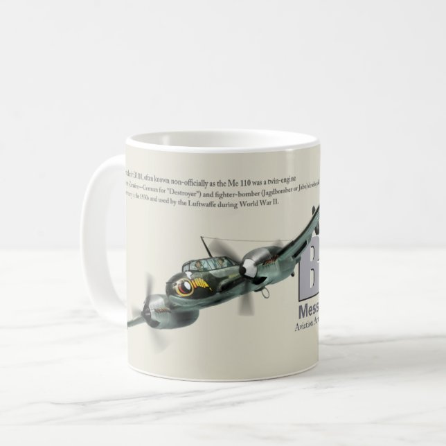 Aviation Art Mug "Messerschmitt Bf 110" Kaffemugg (Framsida vänster)