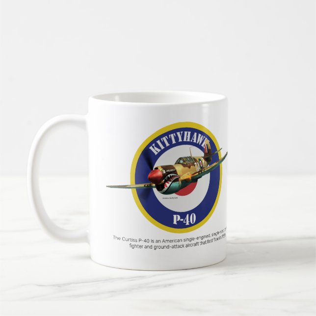 Aviation Art Mug " P-40 Kittyhawk" Kaffemugg (Vänster)
