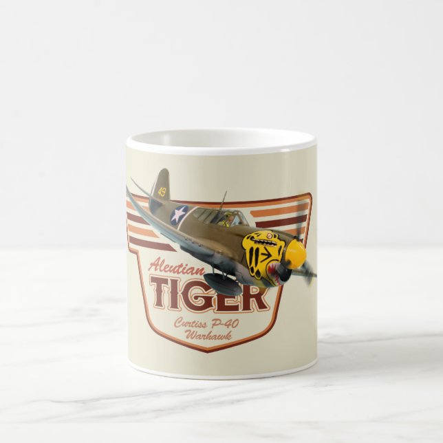 Aviation Art Mug " P-40 Warhawk　Aleutian Tiger" Kaffemugg (Center)