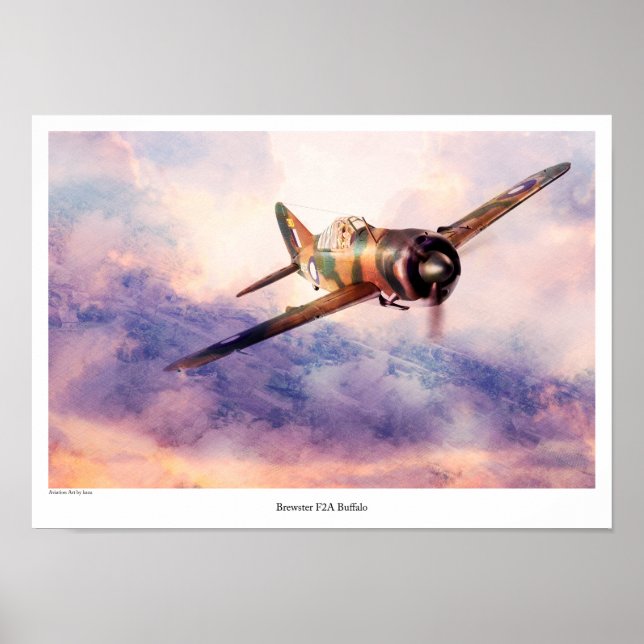 Aviation Art Poster "Brewster F2A Buffalo" (Framsidan)