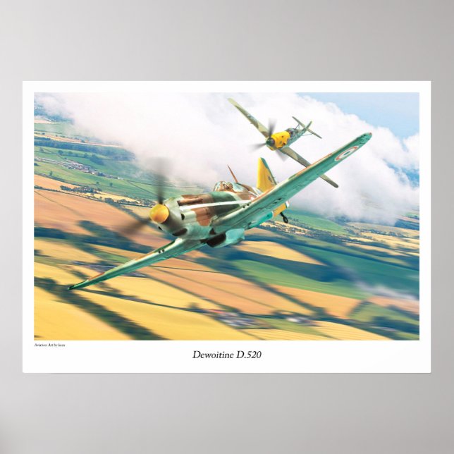 Aviation Art Poster "Dewoitine D.520" (Framsidan)