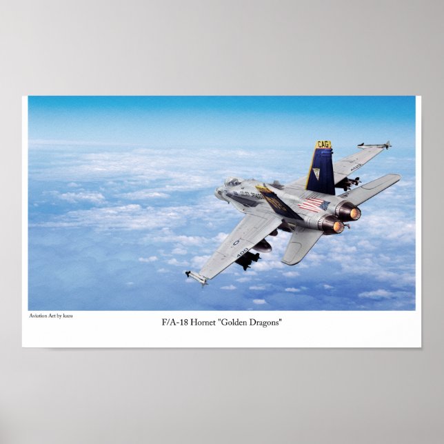 Aviation Art Poster "F/A-18 Hornet Golden Dragons" (Framsidan)