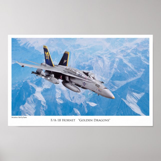 Aviation Art Poster "F/A-18Hornet Golden Dragons" (Framsidan)