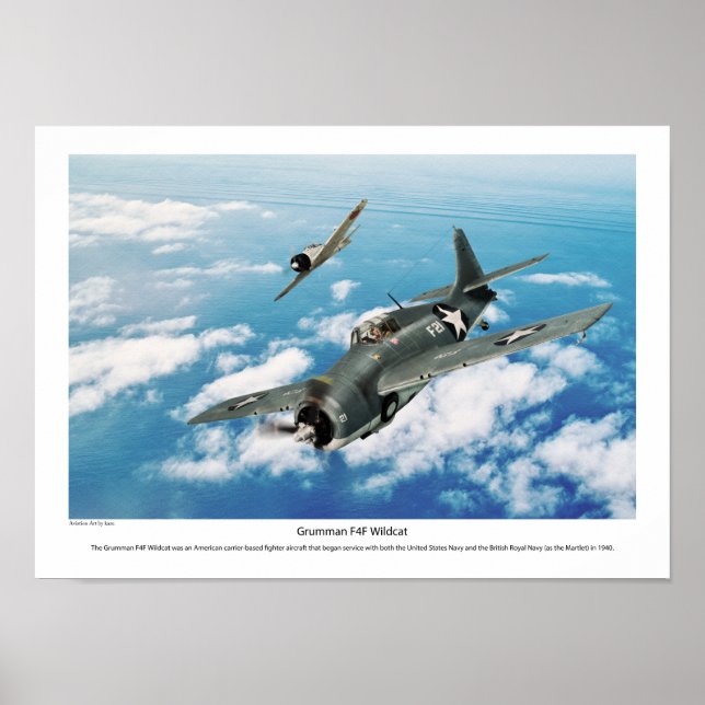 Aviation Art Poster "Grumman F4F Wildcat" (Framsidan)