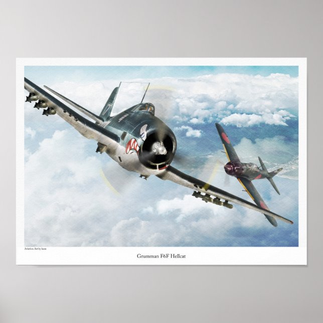 Aviation Art Poster "Grumman F6F Hellcat" (Framsidan)