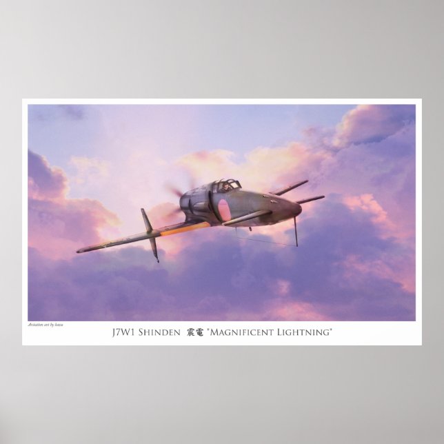 Aviation Art Poster "J7W1 Shinden 震 電" (Framsidan)
