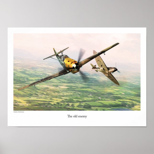 Aviation Art Poster "Messerschmitt Bf 109" (Framsidan)
