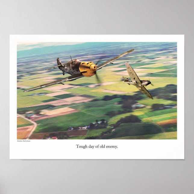 Aviation Art Poster "Messerschmitt Bf 109" (Framsidan)