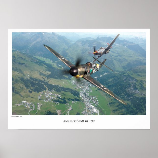 Aviation Art Poster "Messerschmitt Bf 109" (Framsidan)