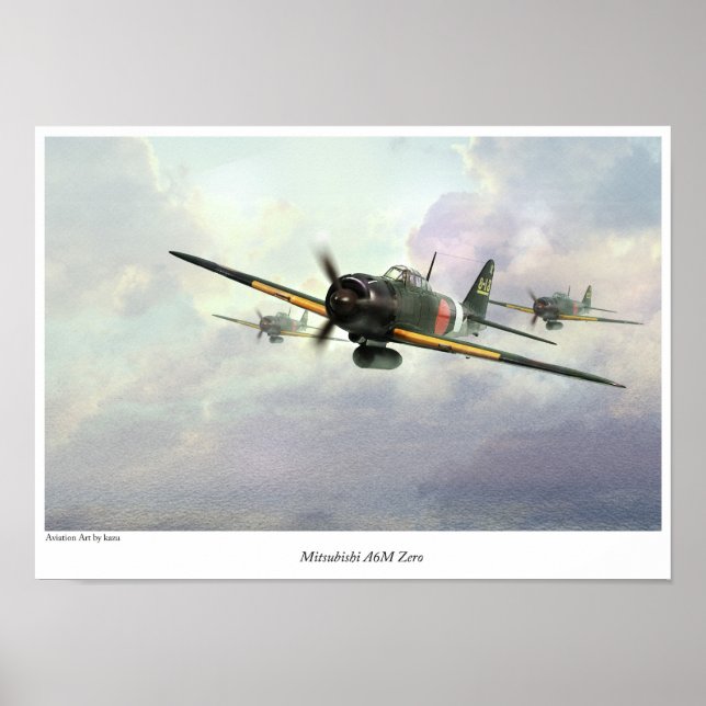 Aviation Art Poster " Mitsubishi A6M Zero " (Framsidan)
