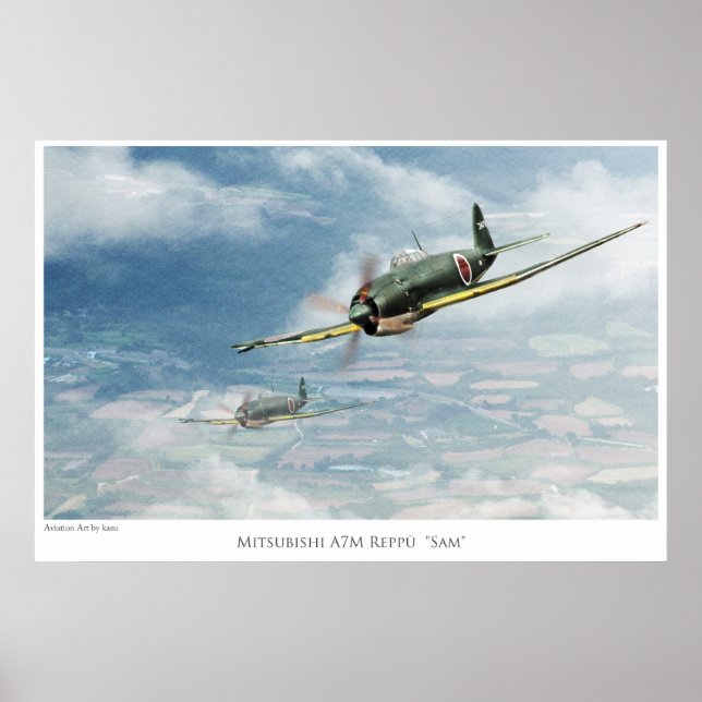 Aviation Art Poster "Mitsubishi A7M Reppū"Sam" (Framsidan)