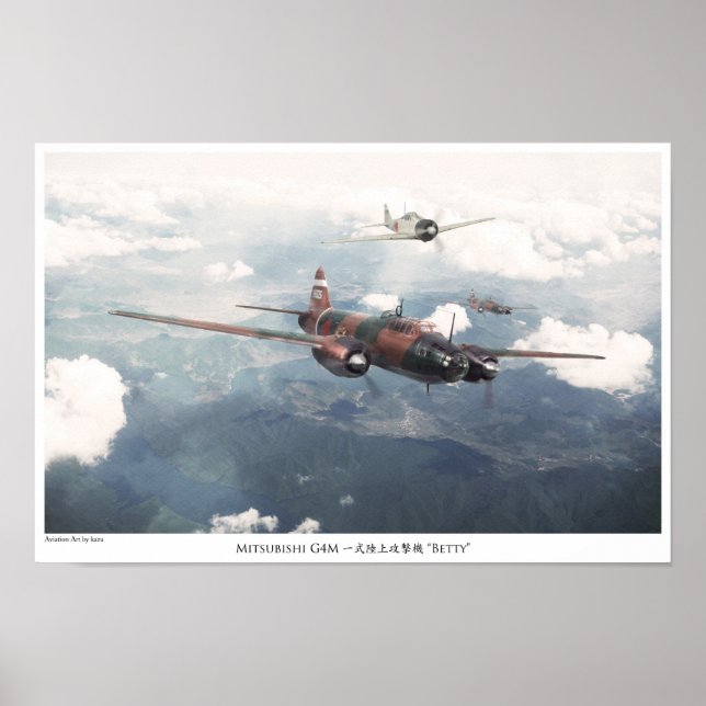 Aviation Art Poster "Mitsubishi G4M Betty" (Framsidan)