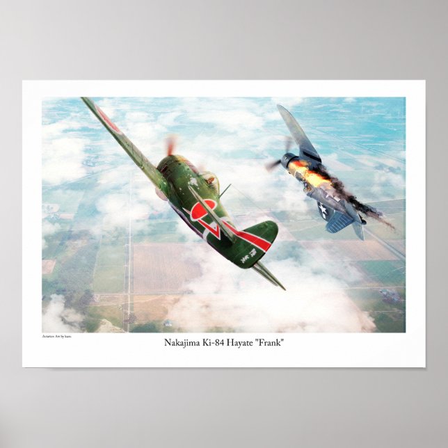 Aviation Art Poster "Nakajima Ki-84疾 風 "Frank" (Framsidan)