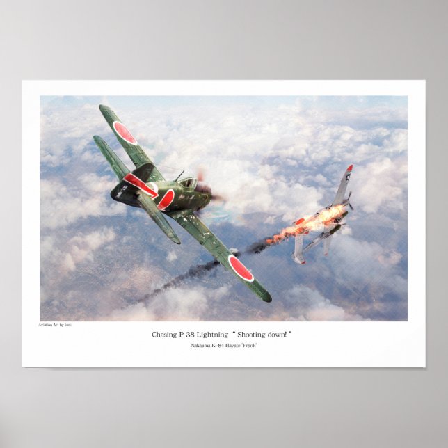 Aviation Art Poster "Nakajima Ki-84疾 風 "Frank" (Framsidan)