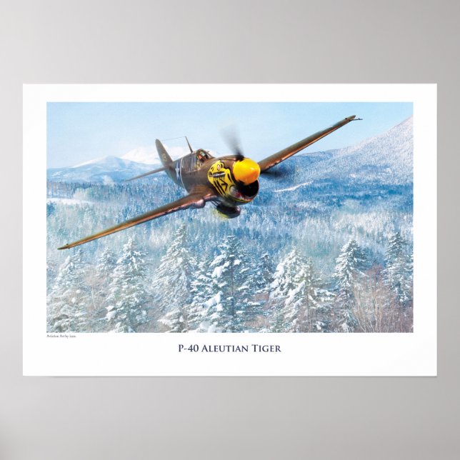 Aviation Art Poster "P-40 Aleutian Tiger" (Framsidan)