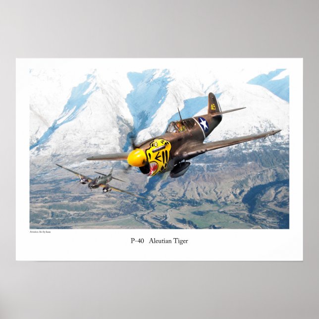 Aviation Art Poster "P-40 Aleutian Tiger" (Framsidan)