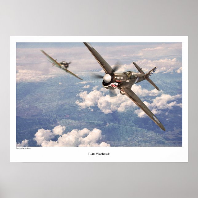 Aviation Art Poster "P-40 Warhawk" (Framsidan)