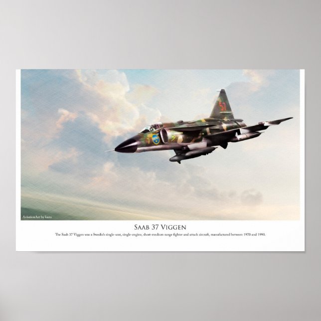 Aviation Art Poster "Saab 37 Viggen" (Framsidan)