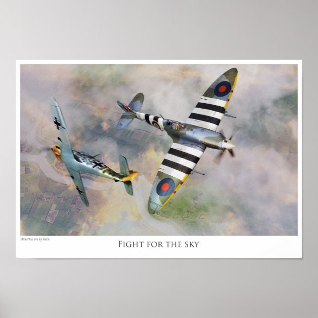Aviation art Poster "Spitfire vs BF109” (Framsidan)