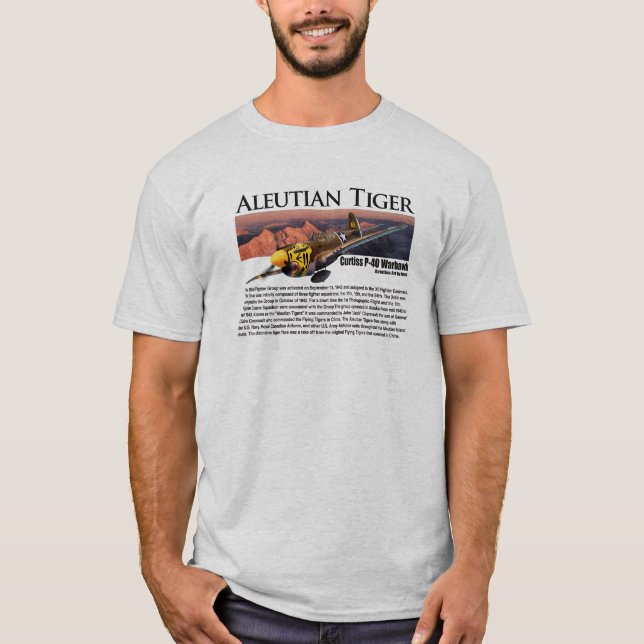 Aviation Art T-shirt “P-40 Aleutian Tiger " (Framsida)