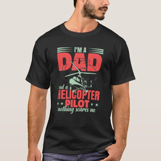 Aviation Helicopter Men Pilot Dad T Shirt (Framsida)
