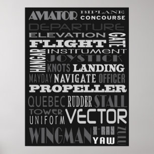 Aviator Alphabet Tunnelbanan Art Poster