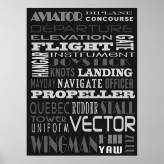 Aviator Alphabet Tunnelbanan Art Poster