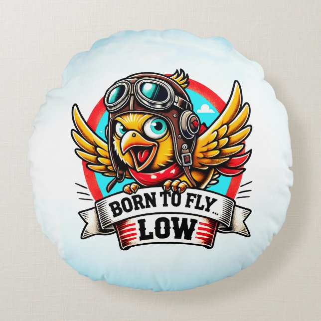 Aviator-Chick Rund Kudde (Framsidan)