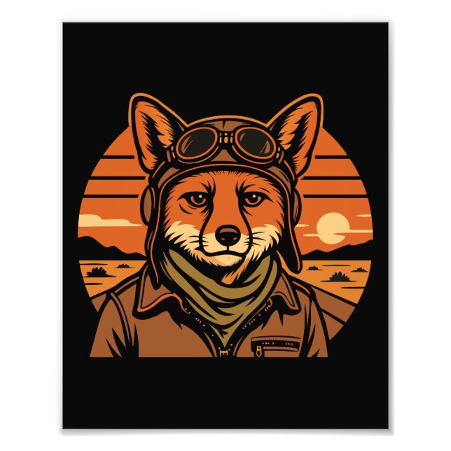 Aviator Fox Flies Foxy Vingar Fototryck (Framsidan)