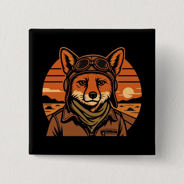 Aviator Fox Flies Foxy Vingar Knapp (Framsida)