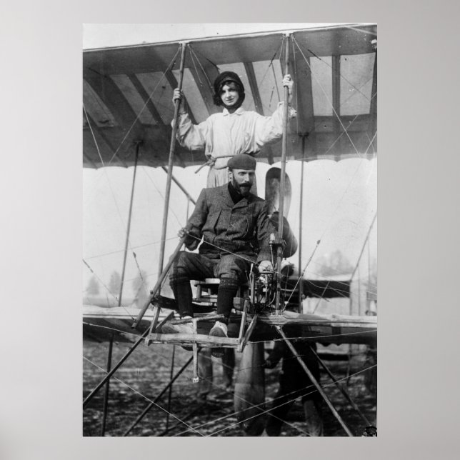 Aviator Henri Farman and Wife, tidigt 1900-talet Poster (Framsidan)
