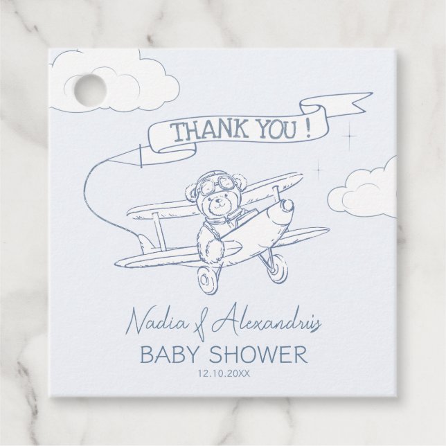 Aviator Pilot Airplan Precious Cargo Baby Shower Gåvor Etiketter (Framsida)