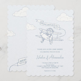 Aviator Pilot Airplan Precious Cargo Baby Shower Inbjudningar