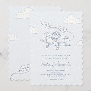 Aviator Pilot Airplan Precious Cargo Baby Shower Inbjudningar