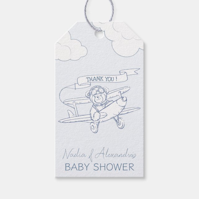 Aviator Pilot Airplan Precious Cargo Baby Shower Presentetikett (Framsidan)