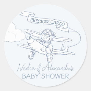 Aviator Pilot Airplan Precious Cargo Baby Shower Runt Klistermärke