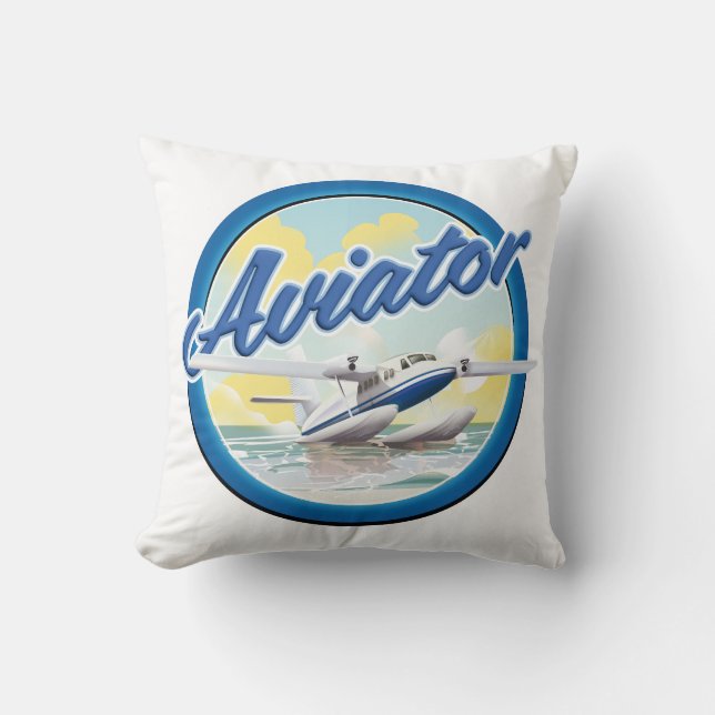 Aviator sjöflygplan blå logotyp kudde (Framsida)