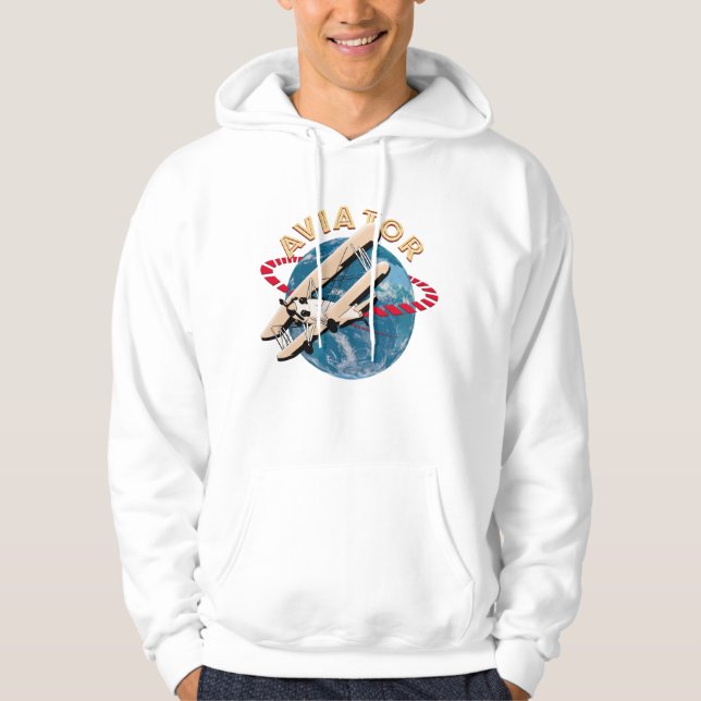 Aviator som reser runt i världen hoodie (Framsida)